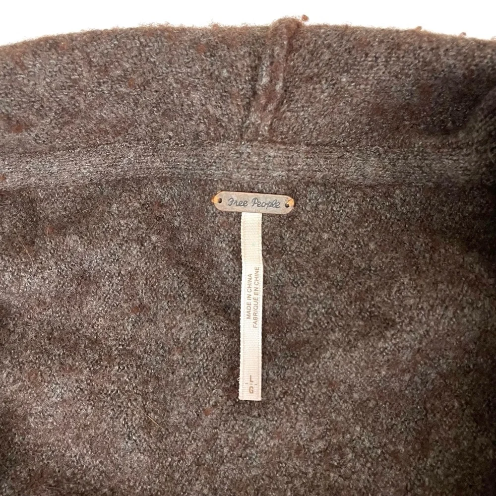 Free People‎ Open Waterfall Cardigan Wool Angora Taupe Large